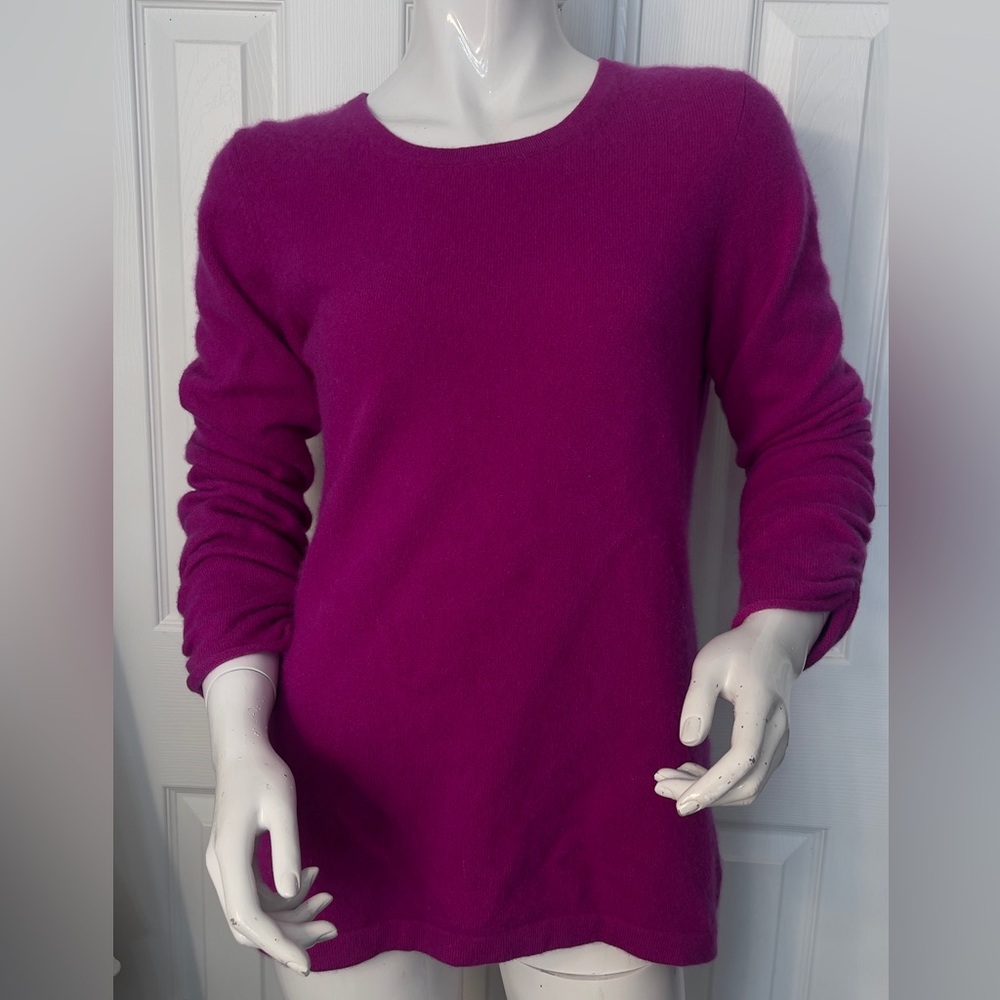 💯Cashmere Vibrant Fuchsia Crew Neck Sweater